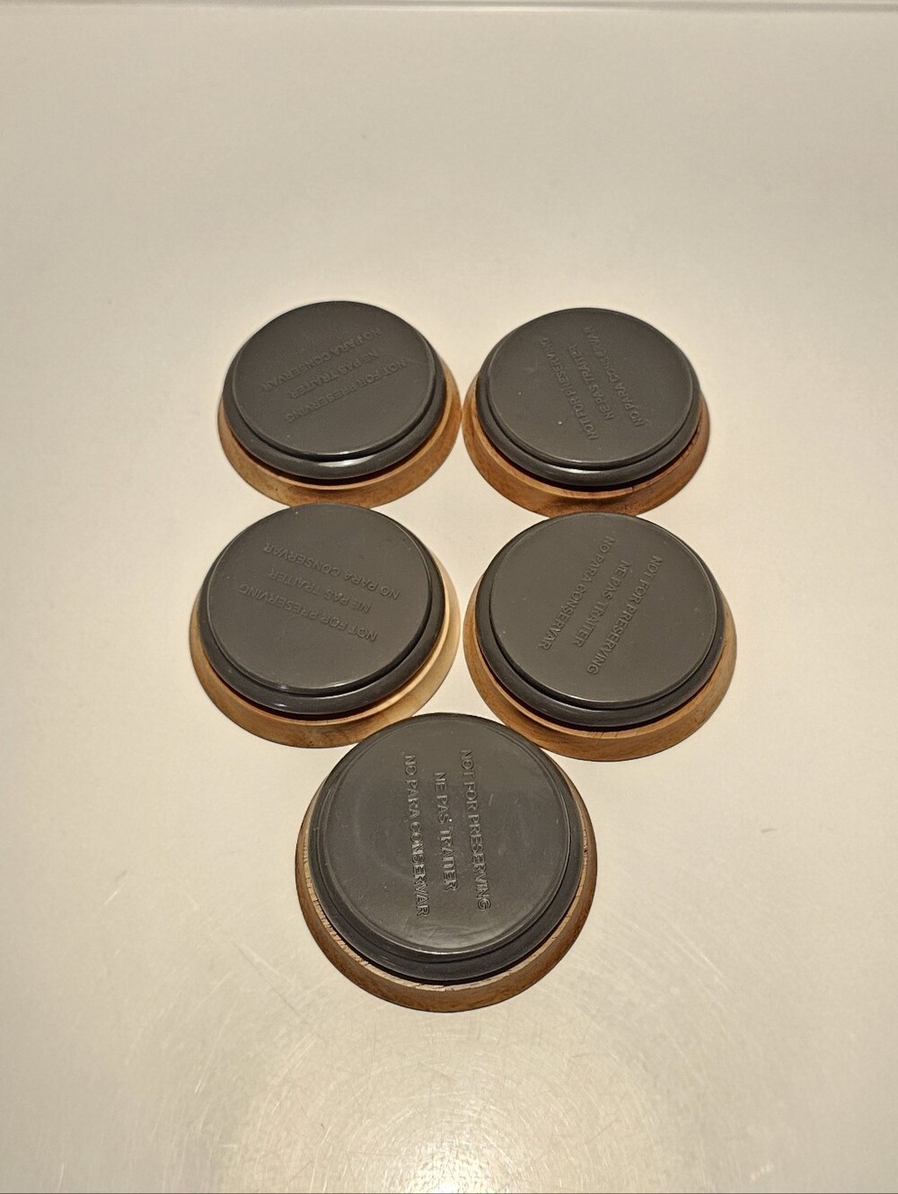 Ball Wide Mouth Wood & Silicone Jar Lids * Set Of 5 - Picture 2 of 2